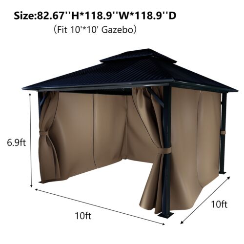 Aoodor 10'x10' Gazebo Universal Replacement Privacy Curtain Side Walls 4 Panels - Picture 4 of 13