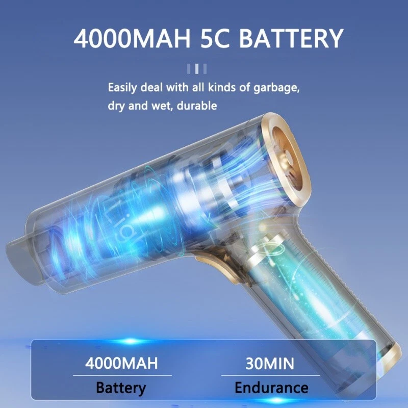 Mini Car Vacuum Cleaner - Powerful and Wireless - Cyclone Filter Rechargeable - Image 2 of 4