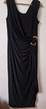 Studio 8 Black Rouched Maxi Evening Dress Gold Buckle Detail 16