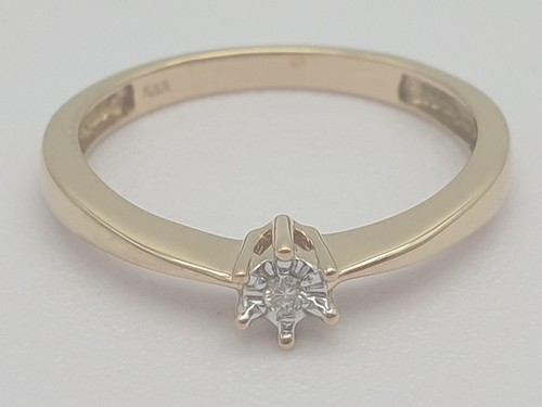 Gelbgold Diamant Ring / 585 Gold / 0,02ct Diamant / 2,1g / RG56,5