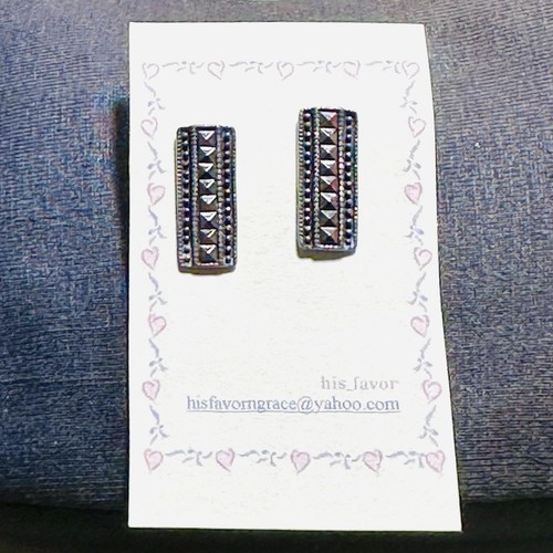 Bonitos Pendientes MARSALA 925 Plata de Ley Marcasita G46 - Imagen 2 de 3