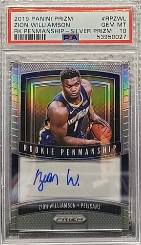 Zion Williamson [Silver Prizm] #RPZWL 2019 Panini Prizm Rookie Penmanship card