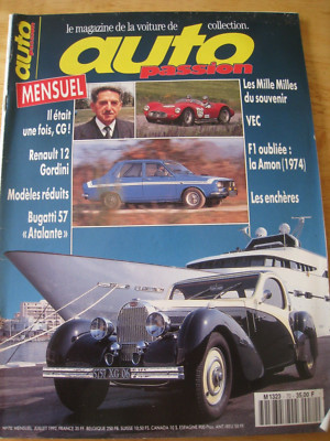 AUTO PASSION FRENCH MAGAZINE JUT 1992 RENAULT 12 GORDINI BUGATTI 57 LES ENCHERES