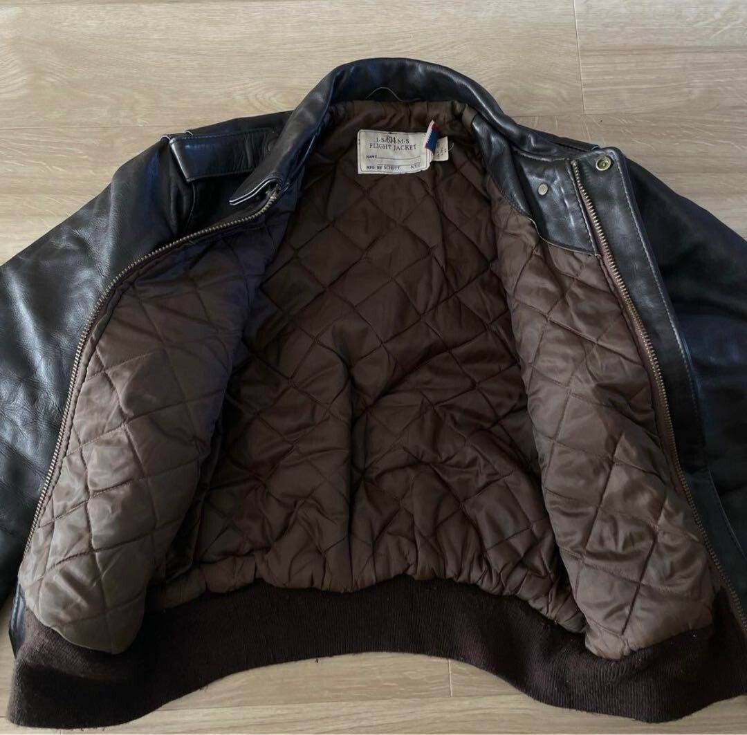 Schott 6746 Leather Flight Jacket Men Size 44 Dark Brown