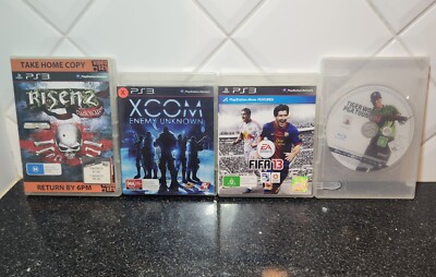 PS3 GAMES BUNDLE 4 × GAMES: XCOM, RISEN 2, FIFA13, TIGER WOODS PGA TOUR '09
