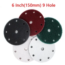 6 Inch 150 mm 9 Hole Hook Loop Sanding Discs Polishing Scrubber Grit 240/400/800