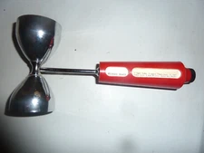 Very Rare Retro Double Jigger Bar Tool w. Recipes on Scroll in Handle