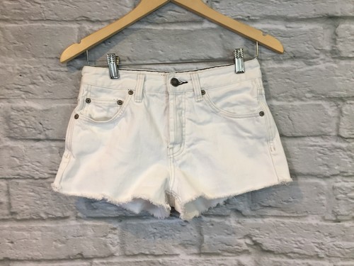 White Denim Cut-Off Button Fly Shorts 