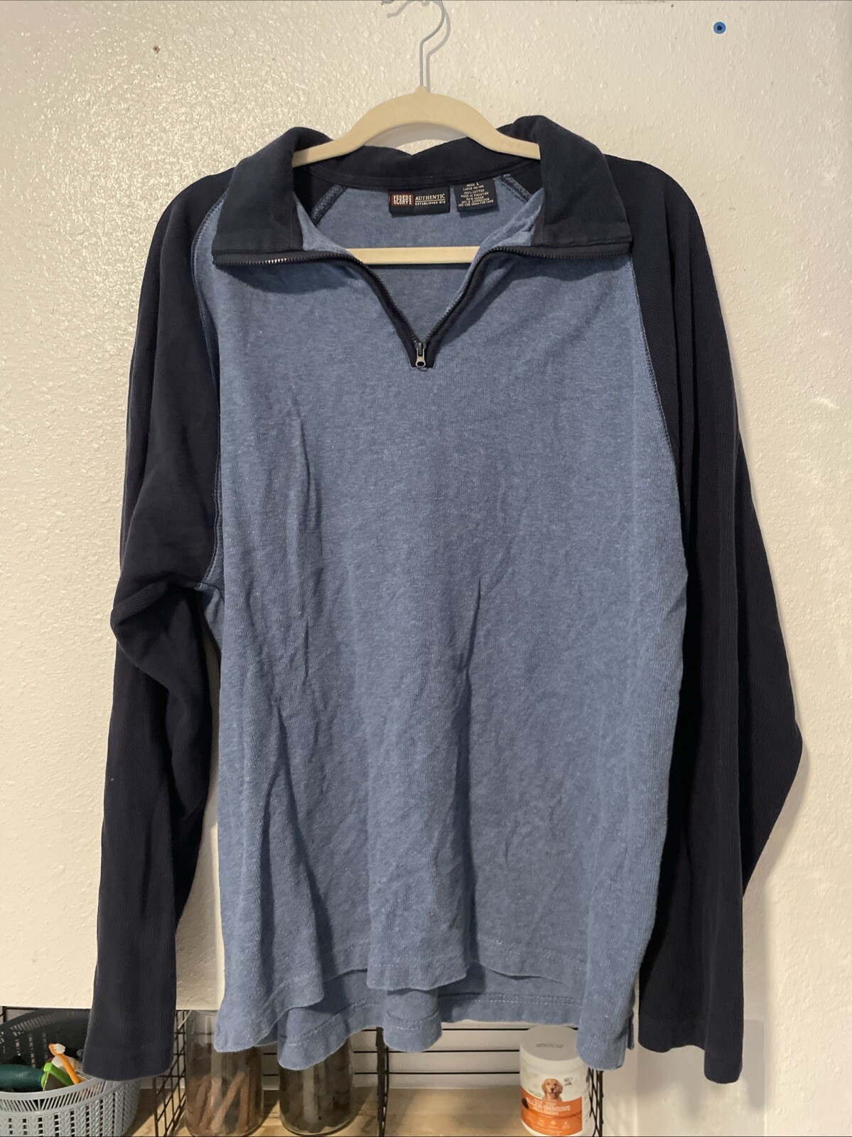 Faded Glory Sweatshirt L Blue Pullover Quarter Zip