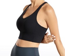 CRZ Yoga Racerback Bra. Size M. Nakedfeel Soft Longline Bra. Solid Black. New 