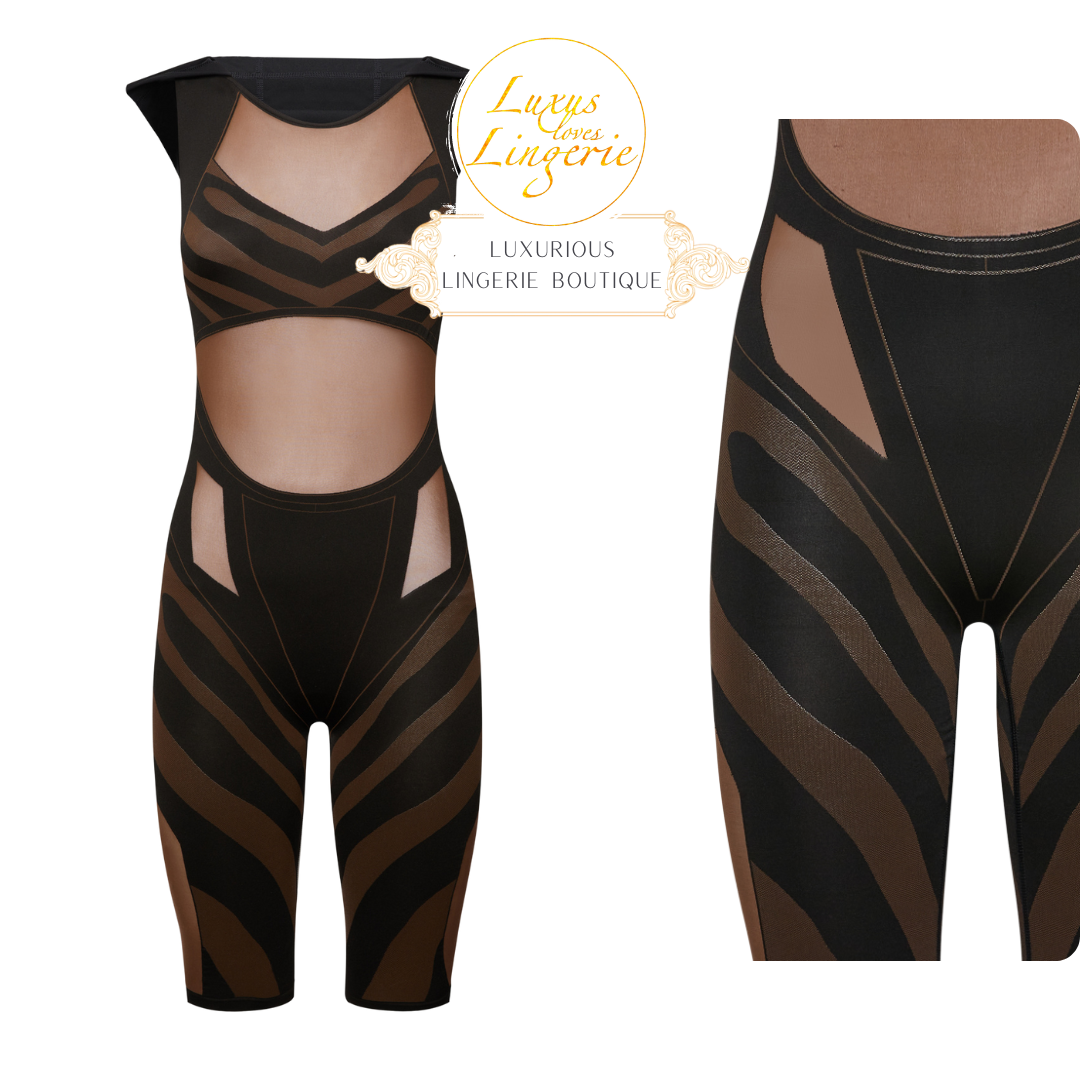 Wolford Animalier Jumpsuit Black Full Body Yoga Suit Tiger Print-image