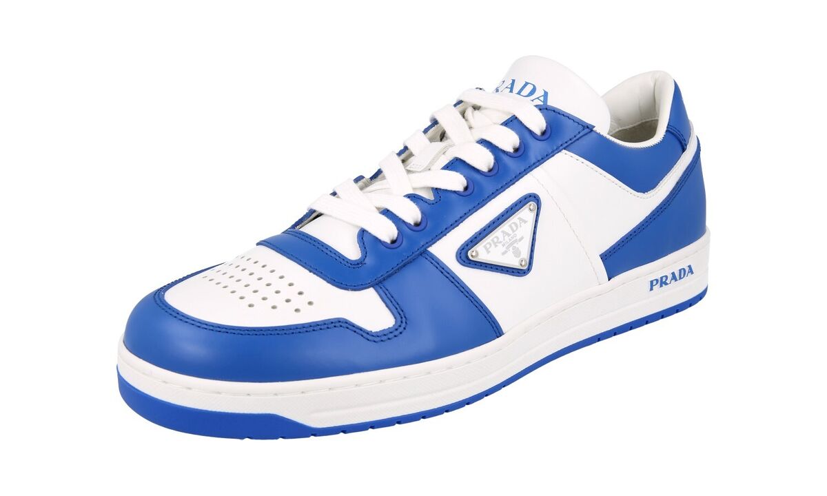 PRADA DOWNTOWN SNEAKERS SHOES 2EE364 WHITE/BLUE LEATHER NEW PRADA DOWNTOWN SNEAKERS SHOES 2EE364 WHITE/BLUE LEATHER NEW