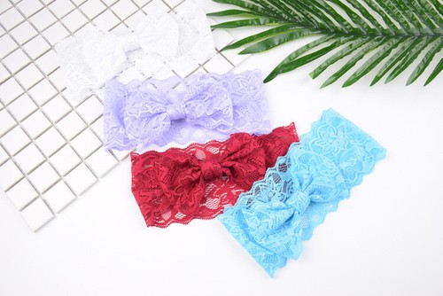 2025 6PCS Fasce Neonato Bambino Fiocco Pizzo Fiore Accessori Capelli Rosso/Bianco/Blu - Foto 3 di 4