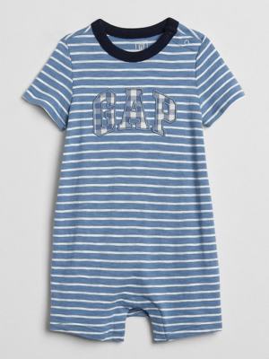 NWT Baby Gap Boys shorts logo romper shorty   one-piece blue stripe  u pick size