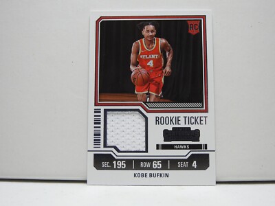 2023-24 Panini Contenders Kobe Bufkin Rookie Ticket Patch #RTS-BUF Atlanta Hawks