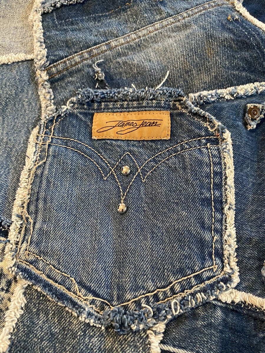 Vintage Patchwork Denim Jean Jacket Handmade Womens M? 1980s