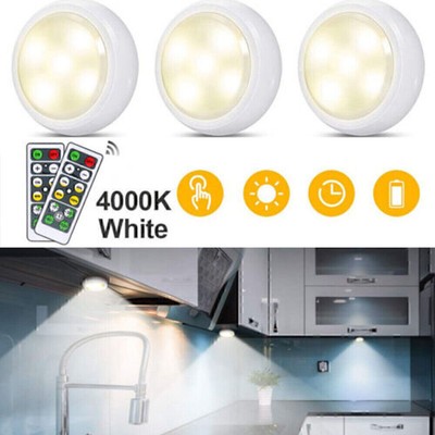 LED puck light Wireless unter Regal Schrank Beleuchtung Kit Küche Theke Licht DE