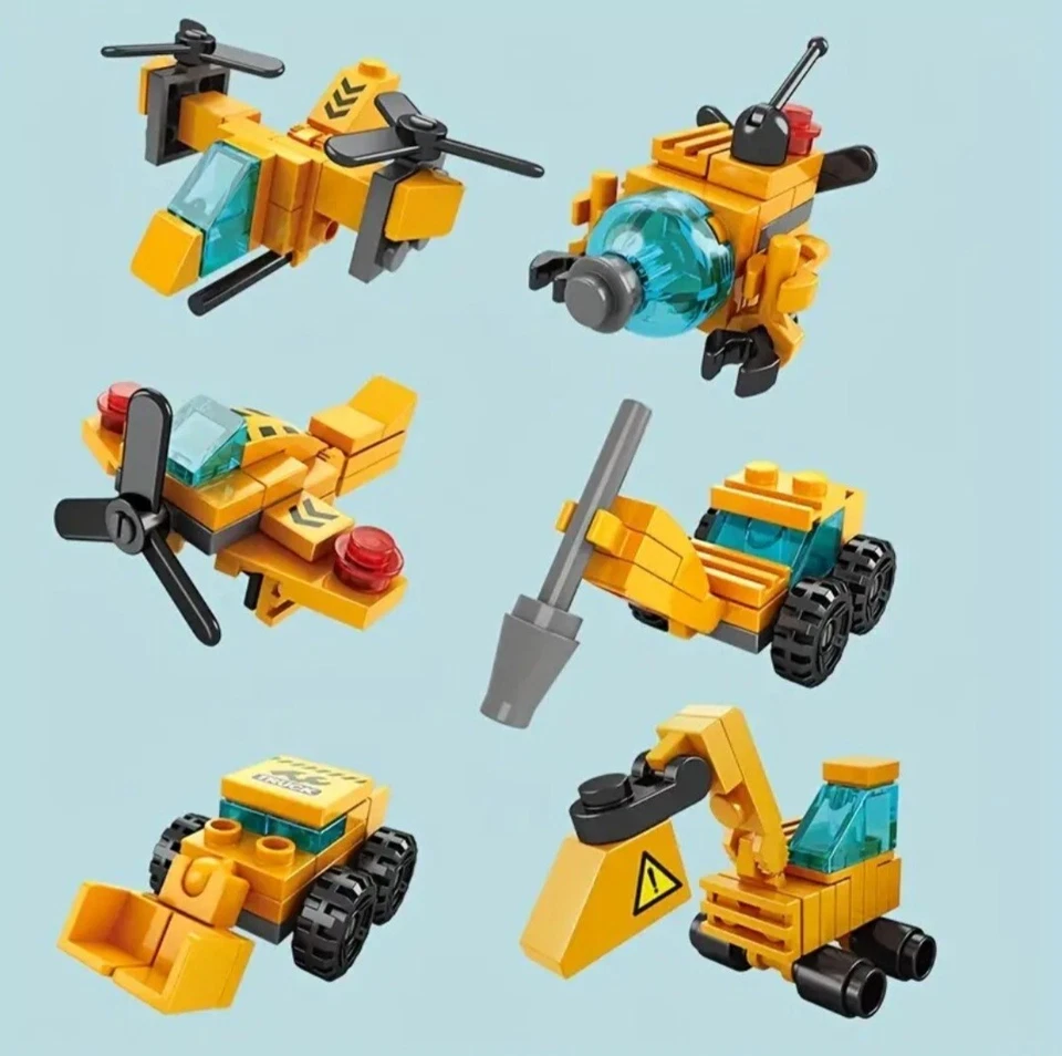 6 in 1 DIY  Building Blocks Yellow  Construction Engineering Brand Compatible  - Image 4 of 4