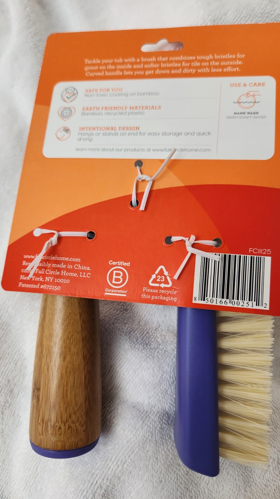 Full Circle  Grunge Buster  5 inch Bamboo  Grout and Tile Brush - Purple     MB