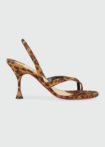 Christian Louboutin Taralita 85 Leopard Suede Red Sole Slingback Sandals  38.5 | eBay
