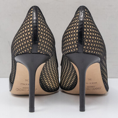 Jimmy Choo Love 85, Size 36 (6 US) Asymmetrical Mesh Black Jimmy Choo Love 85, Size 36 (6 US) Asymmetrical Mesh Black