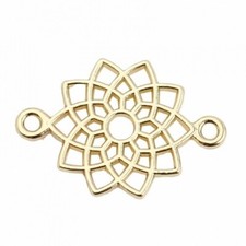 2 Flower Charms Connector Pendants Links Gold Floral Findings 2 Holes 20mm