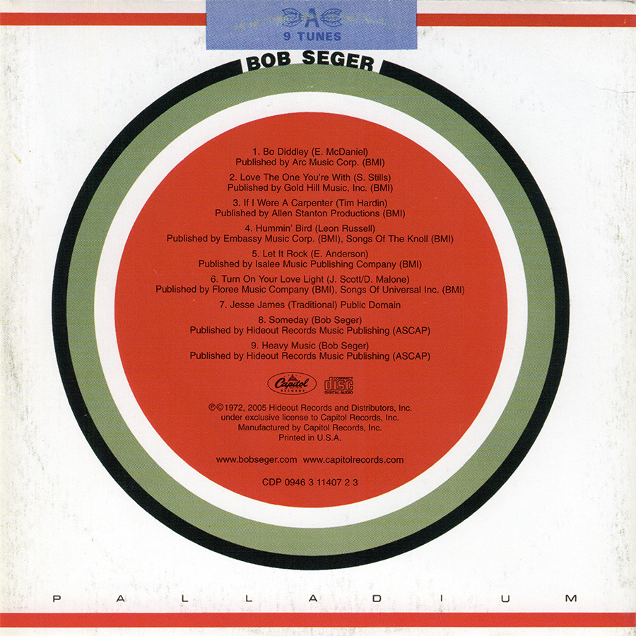 Bob Seger ~ Smokin' O.P.'s (1972) CD 2005 Capitol Records •• NEW