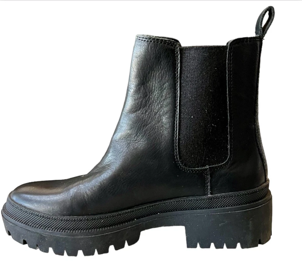 Lucky Brand NEW Ellerey Black Chelsea Leather Combat Boots Size 7.5 New - Image 2 of 4