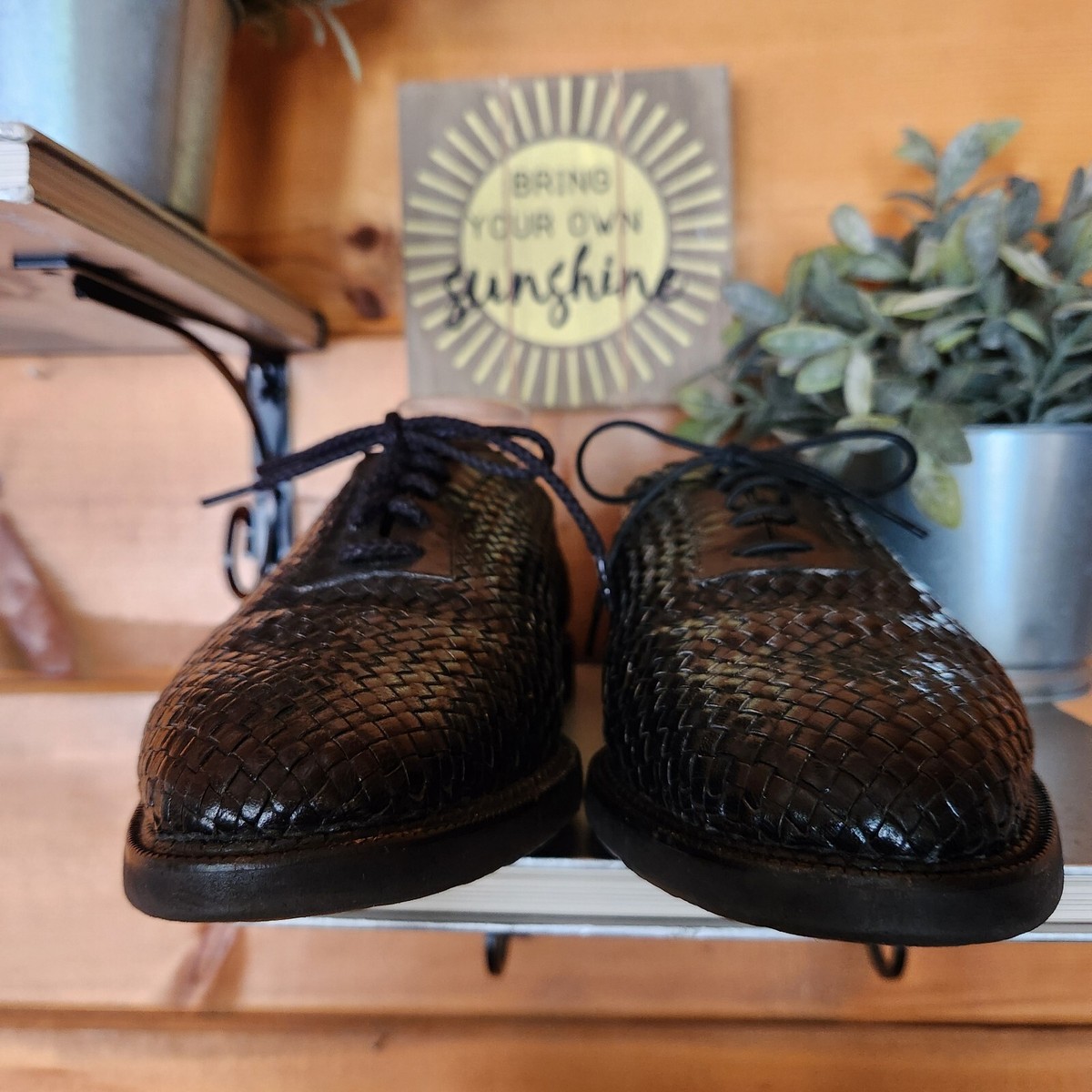 Susan Bennis Warren Edwards Vintage Black Basketweave Leather Oxford Shoes Sz 10 Susan Bennis Warren Edwards Vintage Black Basketweave  main image 2