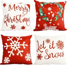 4 pieces, Christmas Throw Pillow Cover set of 4 - 18X18