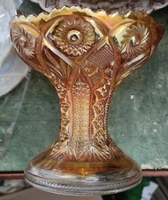 Vintage Marigold Imperial Carnival Glass Iridescent Punch Bowl Base Stand