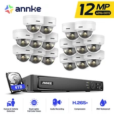 ANNKE 12MP AI Color Night Vision PoE Security Camera System 16CH NVR Audio IP67