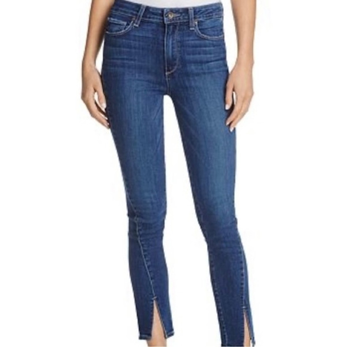 Paige Julia Ankle Slit Dark Wash High Rise Skinny Jeans Size 27 In