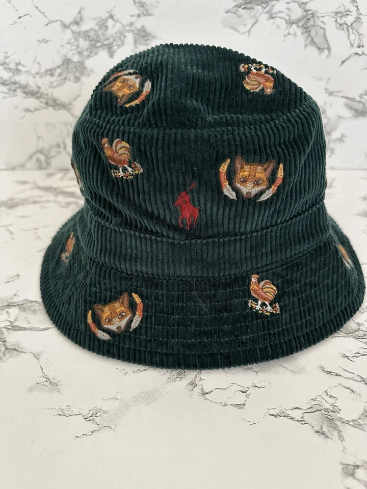 Polo Ralph Lauren 灯芯绒 Preppy Fox & Rooster 刺绣水桶帽 S/M 码 — 第 2/4 张图片