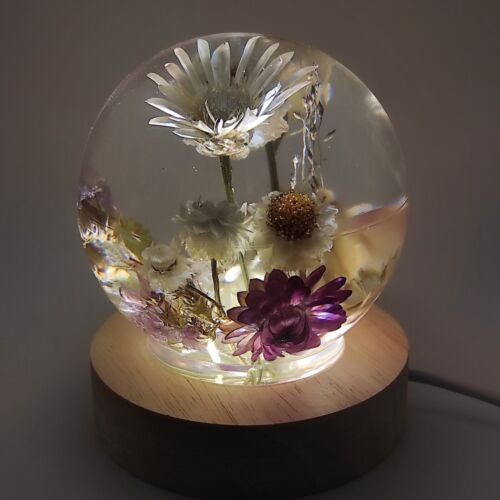 Unique resin lamp, flower night light, bedside lamp, nature gift