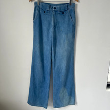vintage 60s 70s flare pants bell bottom unisex 28x32 Washed blue sun faded