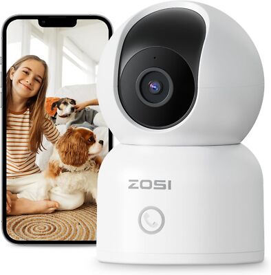 ZOSI 2K 3MP 2-Way Audio PT WiFi Security IP Baby Pet Monitor Camera Indoor 