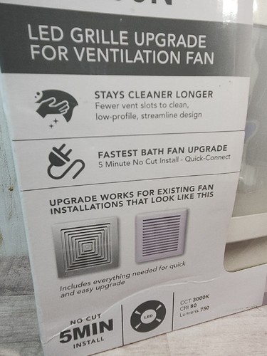 Broan-Nutone Quick Installation Bathroom Exhaust Fan Grille Cover with LED - 第 3/5 張圖片