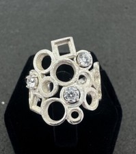 Sterling Silver Size 6.5 Ring Circles And Squares