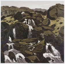 Waterfall Cwm Glas Snowdonia Kyffin Williams Wales print in 11x14 mount SUPERB