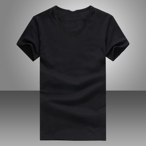 Mens Short Sleeve V Neck T-shirt Basic Tee Casual Slim Fit Tops Solid Color - Picture 5 of 12