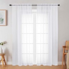 Sheer Curtain for Bedroom Living Room 72 Inches 42"W x 72"L Pack of 2 White