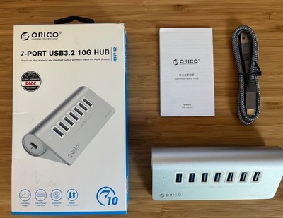 ORICO M3U7 Aluminium 7 Port Powered USB Hub USB-A Splitter Charging USB3.2 10G