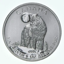 2011 Canada 5 Dollars Silver Timber Wolf 1 Oz Silver