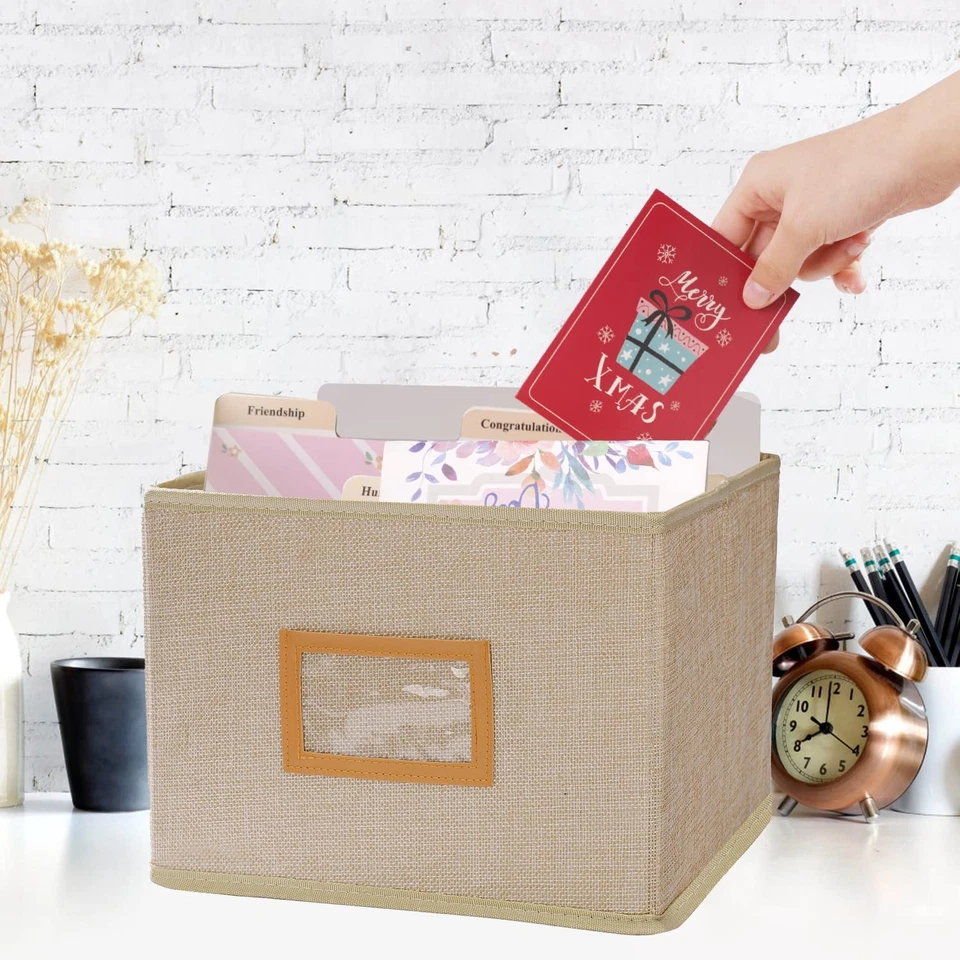 Organizador de tarjetas de felicitación enrollable y caja de almacenamiento con 15 divisores ajustables,... Foto 4 de 4