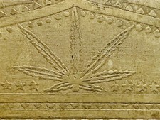 Vintage Brass Cannabis Leaf Tobacco Tin - Hand Stamped Middle Eastern Trench Art