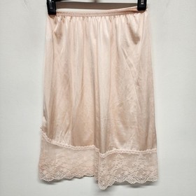 Vintage Vanity Fair Nylon Half Slip Skirt Womens Small Pink Lace Trim Bow Dainty