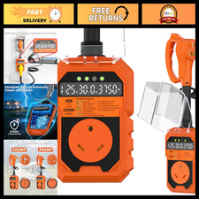 30 Amp RV Surge Protector with Auto Shutoff, LED Display, Waterproof Cover - 220