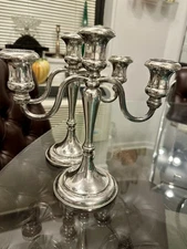 Vintage Sheffield Silver Co. Silverplate 3 arm Candelabra Set (2) Made in Italy