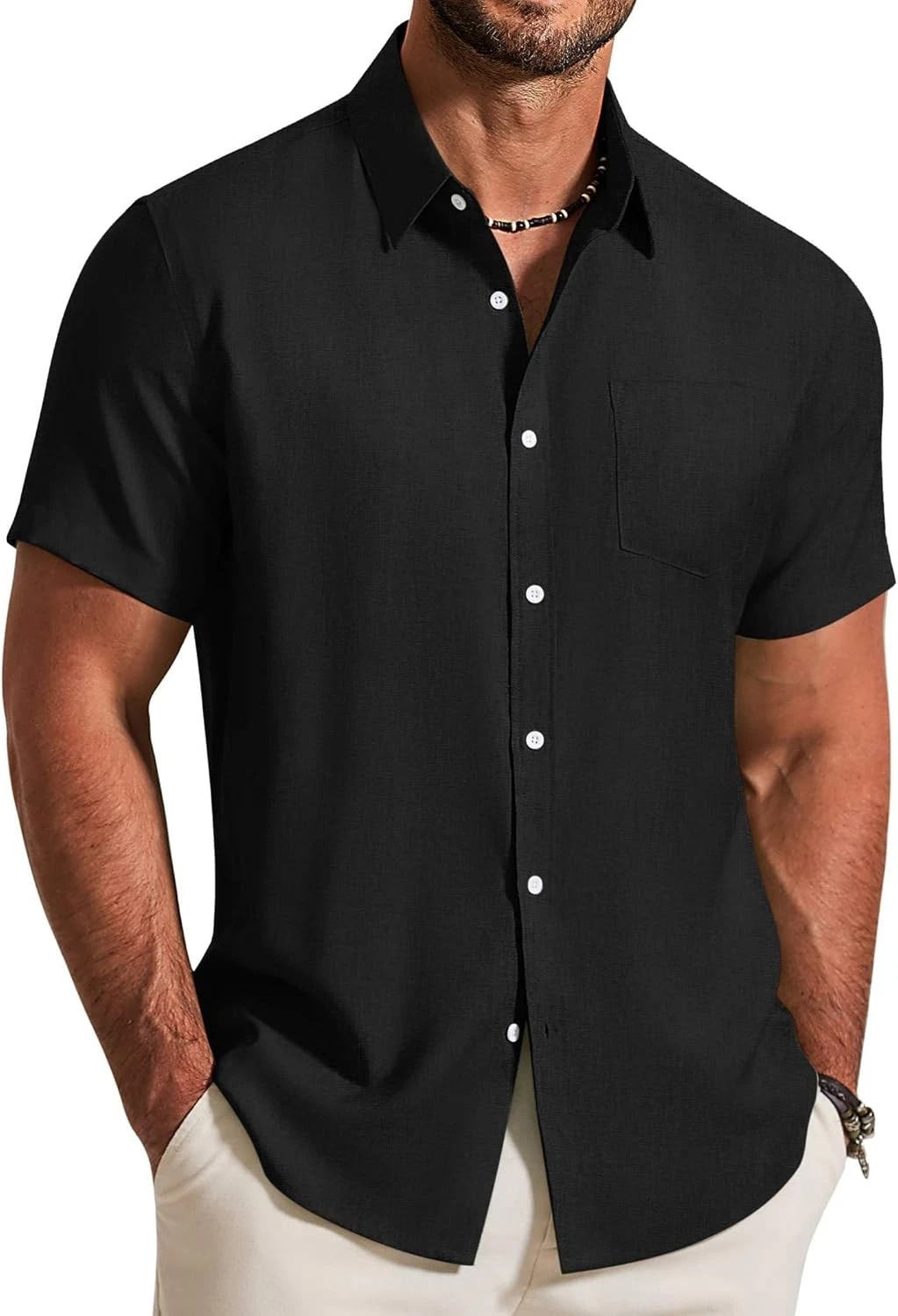 Mens Button Down Shirt Short Sleeve Casual Shirts Summer Beach